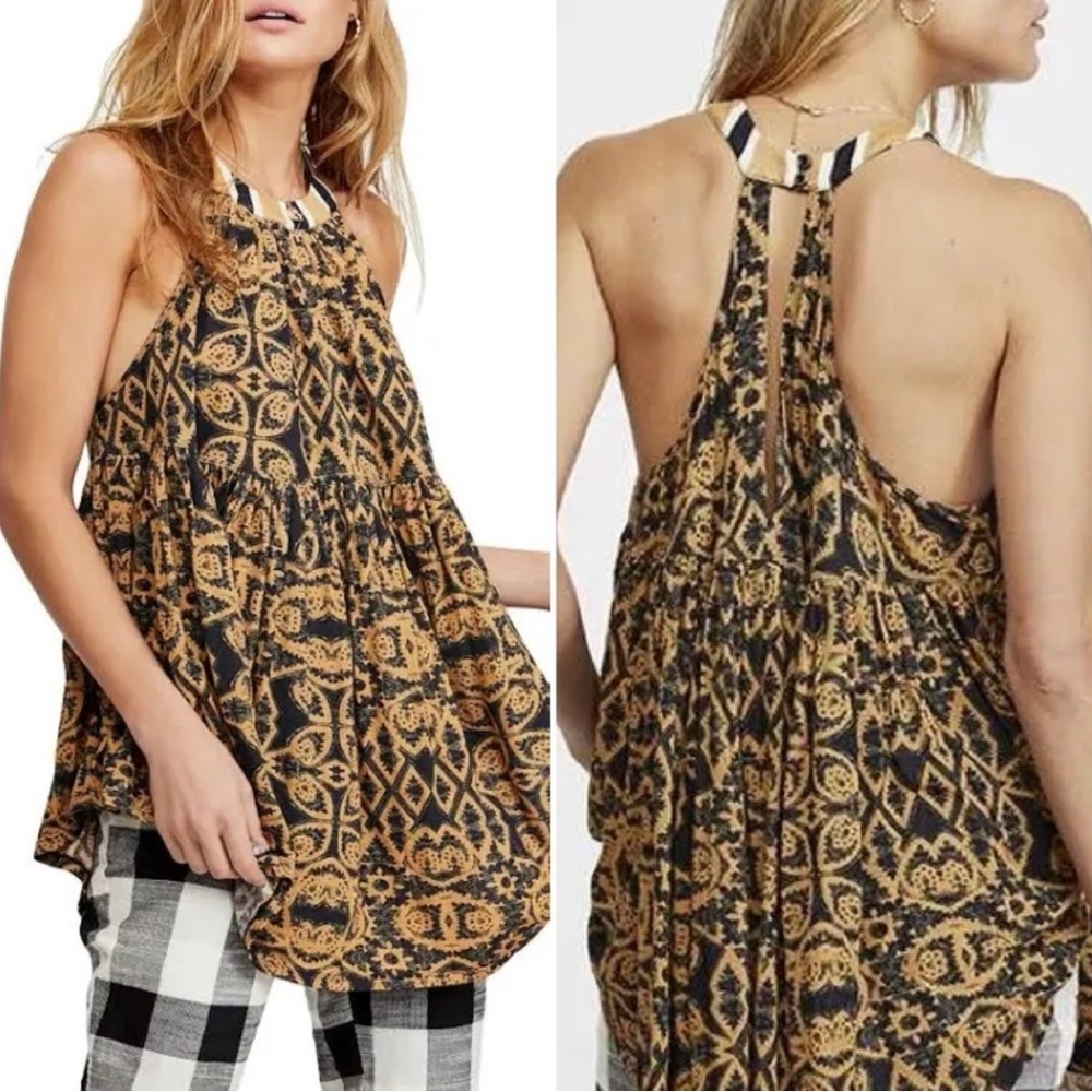 Free People Halter Mimi Tunic‎ Top High Low Hem Sz M - Picture 3 of 10